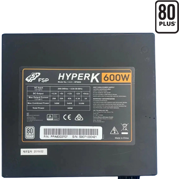 FSP HYPERK 600W 80+ POWER SUPPLY